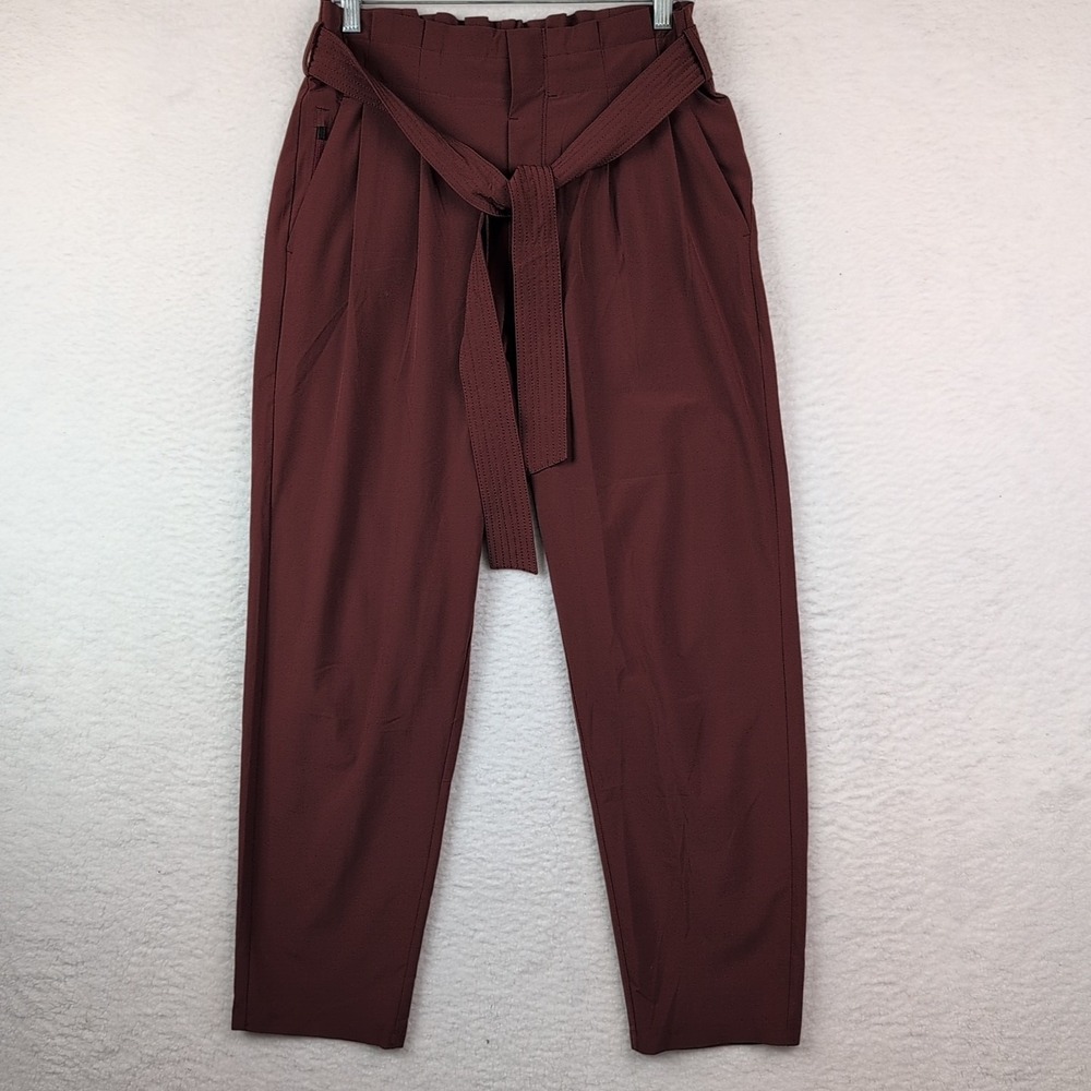 Athleta Skyline II Pants Women's 6 Cognac Paperbag Waist Belted
